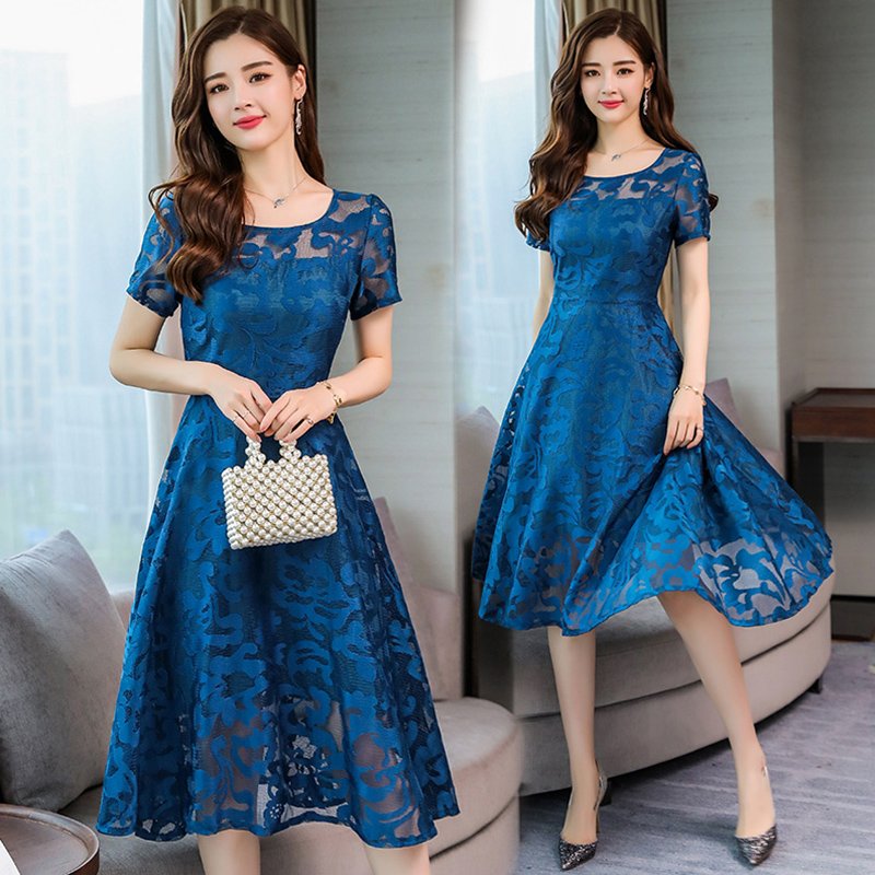 Peacock blue hotsell lace dress