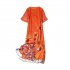 Women Summer Casual Loose Fashion Printing Knee length Maxi Dress Orange L