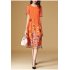 Women Summer Casual Loose Fashion Printing Knee length Maxi Dress Orange M