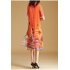 Women Summer Casual Loose Fashion Printing Knee length Maxi Dress Orange 2XL
