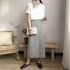 Women Summer Chiffon Shirt Lapel Collar Solid Color Short Sleeve Tops Casual Bottoming Shirt black L
