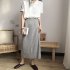 Women Summer Chiffon Shirt Lapel Collar Solid Color Short Sleeve Tops Casual Bottoming Shirt black L