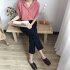Women Summer Chiffon Shirt Lapel Collar Solid Color Short Sleeve Tops Casual Bottoming Shirt black L