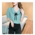 Women Summer Chiffon T shirt Short Sleeves Double layer Doll Collar Blouse Casual Solid Color Loose Tops White 3XL