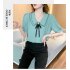 Women Summer Chiffon T shirt Short Sleeves Double layer Doll Collar Blouse Casual Solid Color Loose Tops White 3XL