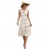 Women Summer Dress Fashion Retro Printing Sleeveless Long Skirt Casual Lapel Breathable A line Skirt White S
