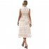 Women Summer Dress Fashion Retro Printing Sleeveless Long Skirt Casual Lapel Breathable A line Skirt White S