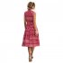 Women Summer Dress Fashion Retro Printing Sleeveless Long Skirt Casual Lapel Breathable A line Skirt White S