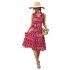 Women Summer Dress Fashion Retro Printing Sleeveless Long Skirt Casual Lapel Breathable A line Skirt White S