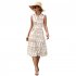 Women Summer Dress Fashion Retro Printing Sleeveless Long Skirt Casual Lapel Breathable A line Skirt White S