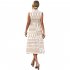 Women Summer Dress Fashion Retro Printing Sleeveless Long Skirt Casual Lapel Breathable A line Skirt White L