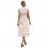 Women Summer Dress Fashion Retro Printing Sleeveless Long Skirt Casual Lapel Breathable A line Skirt White L