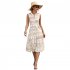 Women Summer Dress Fashion Retro Printing Sleeveless Long Skirt Casual Lapel Breathable A line Skirt White L