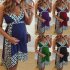 Women Summer Fashion Maternity Printed Sling Pregnant  Bohemian Style Dress black XL