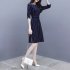 Women Summer Fashion Flower Printing Thin Waist Short Sleeve A line Long Dress Light blue XXL GBYO