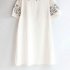 Women Summer Fashion Flower Vintage Pattern Short Sleeve Loose Dress white L