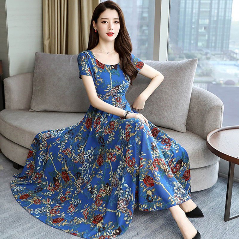Women Fashion Flower Printing Dress