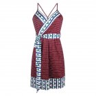 Women Summer Fashion Maternity Printed Sling Pregnant  Bohemian Style Dress Red wine M