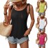 Women Summer Hollow Tank Tops Sweater Vest Tie Shoulder Sleeveless Solid Color Spaghetti Strap Tops Shirts black M