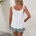 Women Summer Hollow Tank Tops Sweater Vest Tie Shoulder Sleeveless Solid Color Spaghetti Strap Tops Shirts black M