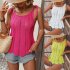 Women Summer Hollow Tank Tops Sweater Vest Tie Shoulder Sleeveless Solid Color Spaghetti Strap Tops Shirts black M