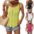 Women Summer Hollow Tank Tops Sweater Vest Tie Shoulder Sleeveless Solid Color Spaghetti Strap Tops Shirts black M