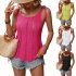 Women Summer Hollow Tank Tops Sweater Vest Tie Shoulder Sleeveless Solid Color Spaghetti Strap Tops Shirts black M