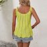 Women Summer Hollow Tank Tops Sweater Vest Tie Shoulder Sleeveless Solid Color Spaghetti Strap Tops Shirts black M