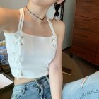 Women Summer Knitted Tank Tops Fashion Sexy Sleeveless Slim Fit Crop Top Simple Elegant Solid Color Vest White One size