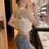Women Summer Knitted Tank Tops Fashion Sexy Sleeveless Slim Fit Crop Top Simple Elegant Solid Color Vest black One size