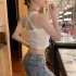Women Summer Knitted Tank Tops Fashion Sexy Sleeveless Slim Fit Crop Top Simple Elegant Solid Color Vest black One size
