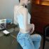 Women Summer Knitted Tank Tops Fashion Sexy Sleeveless Slim Fit Crop Top Simple Elegant Solid Color Vest black One size