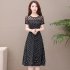 Women Summer Lace Patchwork Large Size Polka Dot Dress black 2XL