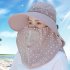 Women Summer Large Brim Sun Hat UV Protection Folding Mask Breathable Hat Light blue