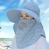 Women Summer Large Brim Sun Hat UV Protection Folding Mask Breathable Hat Light beige