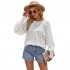 Women Summer Loose Blouse Casual Long Sleeve Round Neck Pullover Tops Simple Solid Color Elegant Shirt Army Green XL