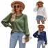 Women Summer Loose Blouse Casual Long Sleeve Round Neck Pullover Tops Simple Solid Color Elegant Shirt Army Green XL
