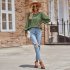 Women Summer Loose Blouse Casual Long Sleeve Round Neck Pullover Tops Simple Solid Color Elegant Shirt beige L