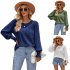 Women Summer Loose Blouse Casual Long Sleeve Round Neck Pullover Tops Simple Solid Color Elegant Shirt beige L
