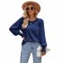 Women Summer Loose Blouse Casual Long Sleeve Round Neck Pullover Tops Simple Solid Color Elegant Shirt beige L