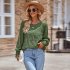 Women Summer Loose Blouse Casual Long Sleeve Round Neck Pullover Tops Simple Solid Color Elegant Shirt beige L