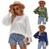 Women Summer Loose Blouse Casual Long Sleeve Round Neck Pullover Tops Simple Solid Color Elegant Shirt beige L