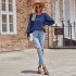 Women Summer Loose Blouse Casual Long Sleeve Round Neck Pullover Tops Simple Solid Color Elegant Shirt beige L