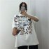 Women Summer Loose Cool Graffiti Printing Short Sleeve T Shirt