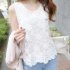 Women Summer Loose Lace Flower Sleeveless Vest white L