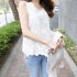 Women Summer Loose Lace Flower Sleeveless Vest white XXL