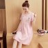 Women Summer Maternity Dress Cotton Short sleeve Mid length Dress Pink XL
