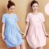 Women Summer Maternity Dress Cotton Short sleeve Mid length Dress Pink XXL