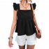 Women Summer Ruffle Hem Tank Tops Solid Color Sleeveless Square Neck Slim Fitted Camisoles Crop Top Shirt apricot XL