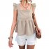 Women Summer Ruffle Hem Tank Tops Solid Color Sleeveless Square Neck Slim Fitted Camisoles Crop Top Shirt apricot XL